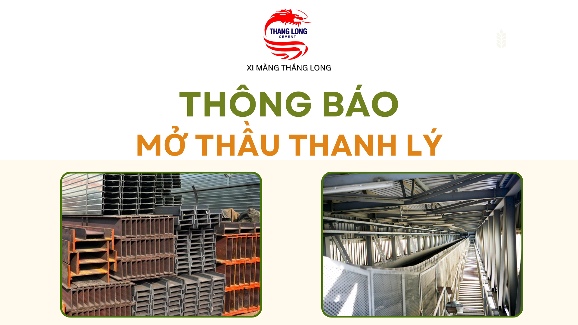 THÔNG BÁO: MỞ THẦU THANH LÝ TÀI SẢN