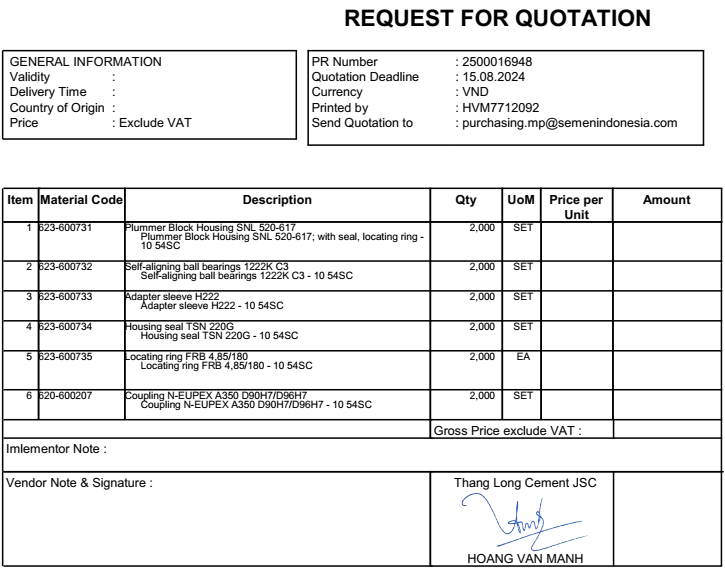  16948 urgent bearing and coupling